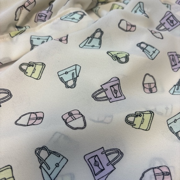 Handbag pattern Cream Women's wrap Top - Picture 4 of 4